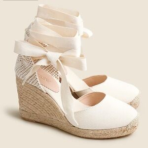J Crew’s Made-in-Spain lace-up high-heel espadrilles